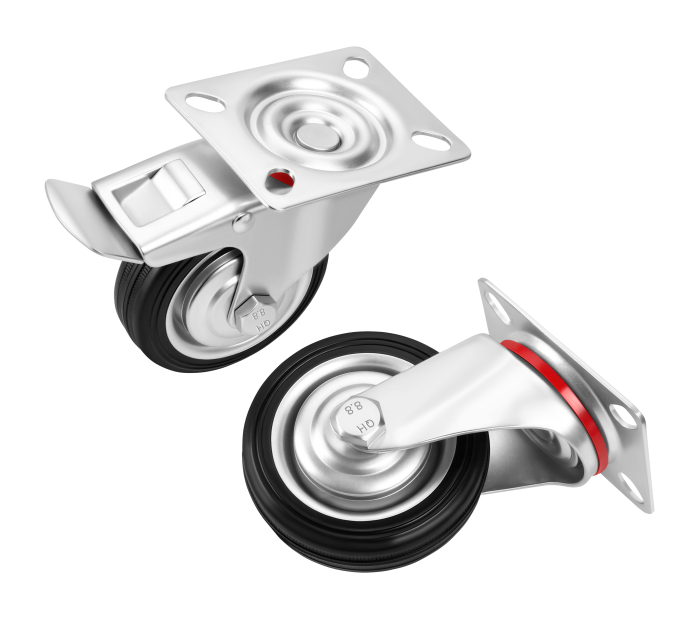 Set 4 roti pivotante 75 mm cu frana si capacitate totala 250 kg (KD3627) [10]
