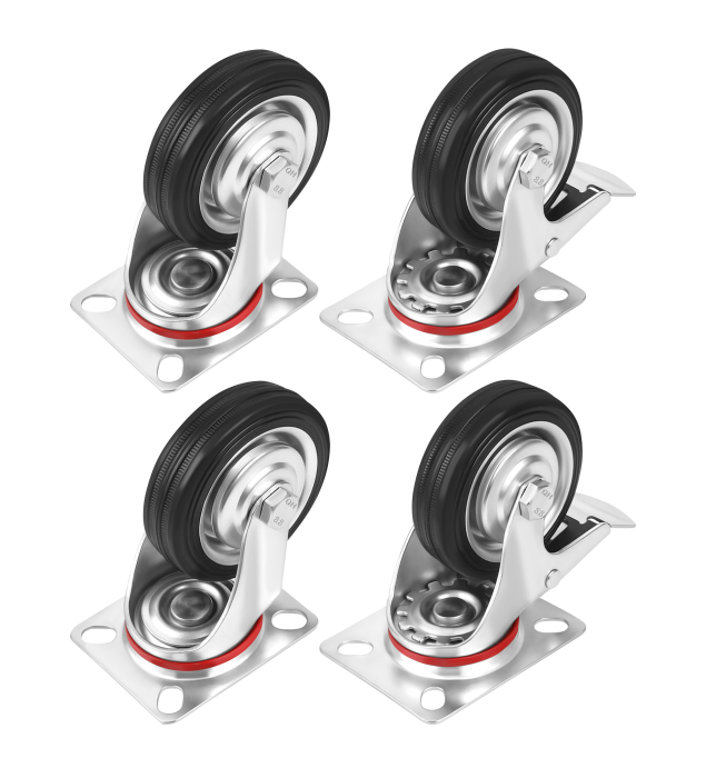 Set 4 roti pivotante 75 mm cu frana si capacitate totala 250 kg (KD3627) [5]