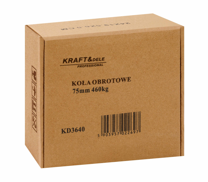 Set 4 roti pivotante 75 mm cu frana si capacitate totala 460 kg (KD3640) [12]