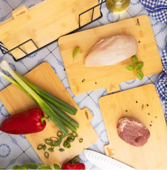 Set 4 tocatoare bambus cu suport metalic pentru carne peste pasare si legume (KH-2010) [13]