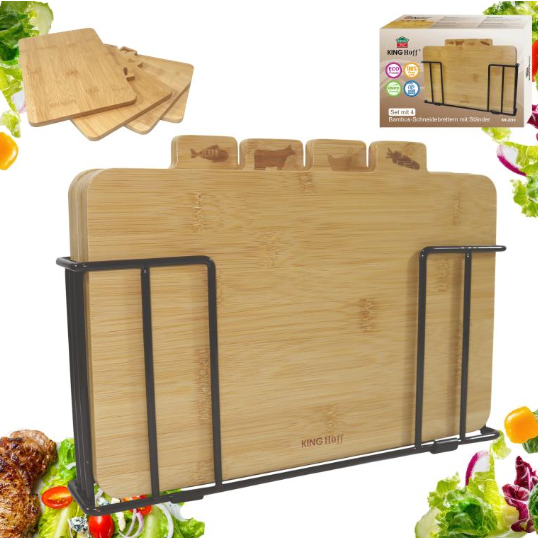 Set 4 tocatoare bambus cu suport metalic pentru carne peste pasare si legume (KH-2010) [3]