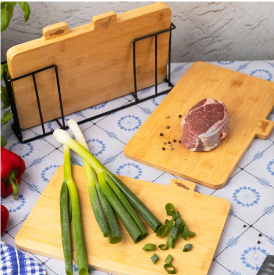 Set 4 tocatoare bambus cu suport metalic pentru carne peste pasare si legume (KH-2010) [12]