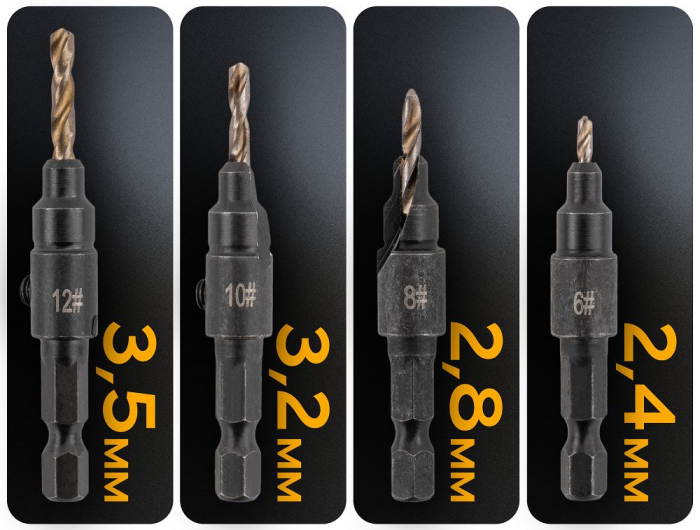 Set 5 burghie pentru lemn cu adancitor si tesitor 6-16mm PM1459 (PM-ZWZP-4TN) [16]