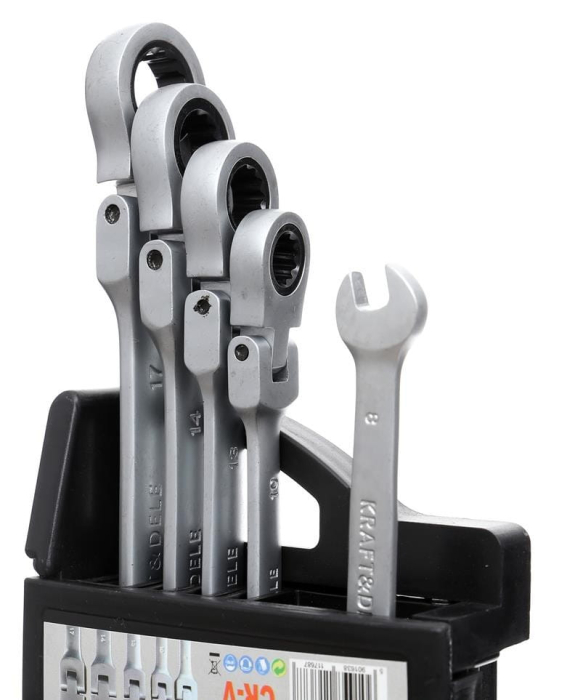 Set 5 chei cu clichet articulate 8-17mm 5bucati piese cap flexibil Cr-V (KD10105) [7]