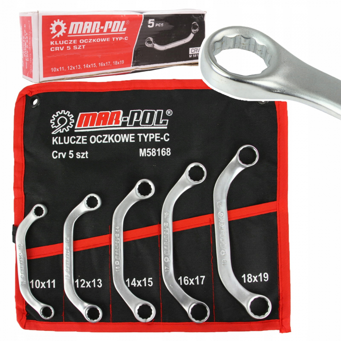 Set 5 chei inelare tip C 10-19mm 5bucati piese Chrome-Vanadium Cr-V (M58168) [2]