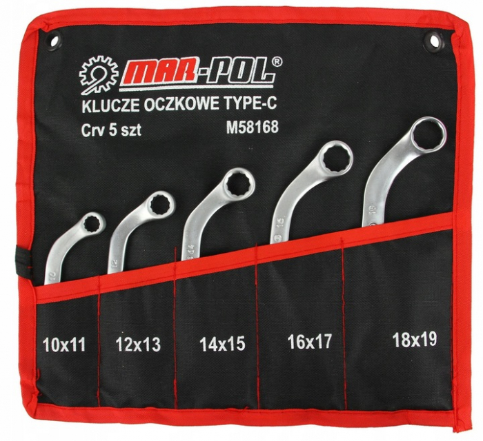 Set 5 chei inelare tip C 10-19mm 5bucati piese Chrome-Vanadium Cr-V (M58168) [3]