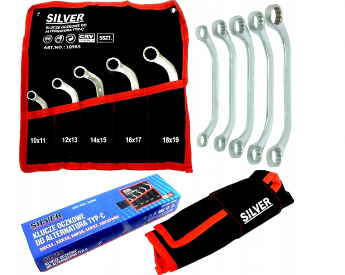 Set 5 chei inelare tip C 10-19mm 5bucati piese Chrome-Vanadium Cr-V (S10985) [1]