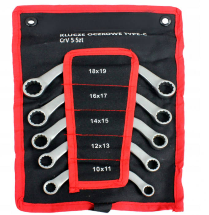 Set 5 chei inelare tip C 10-19mm 5bucati piese Chrome-Vanadium Cr-V (S10985) [3]