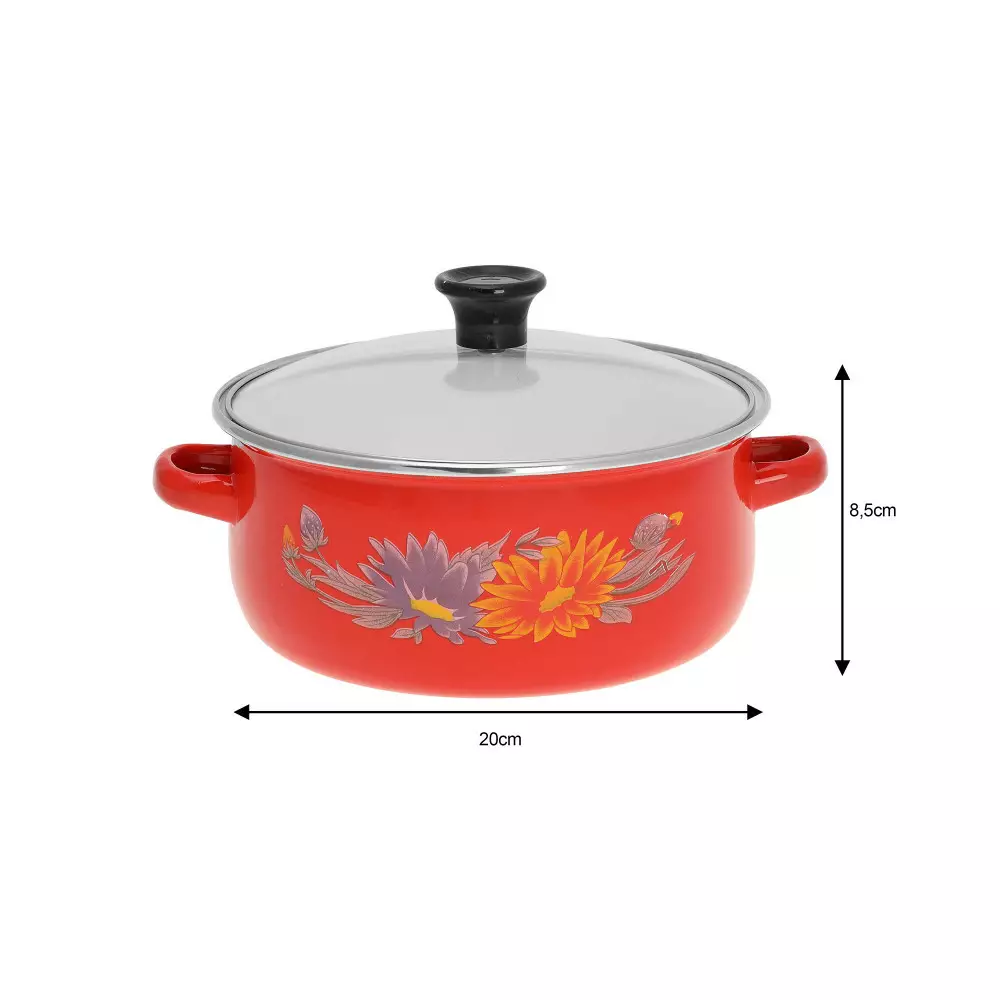 Set 5 oale emaliate cu capace, 5 oale si 5 capace, diverse culori cu model (KB-7170) [6]