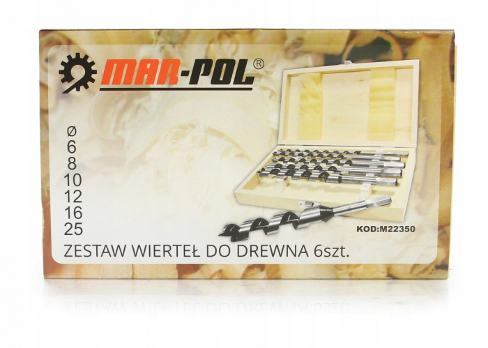 Set 6 burghie lemn 6-25mm lungi 230mm (M22350) [2]