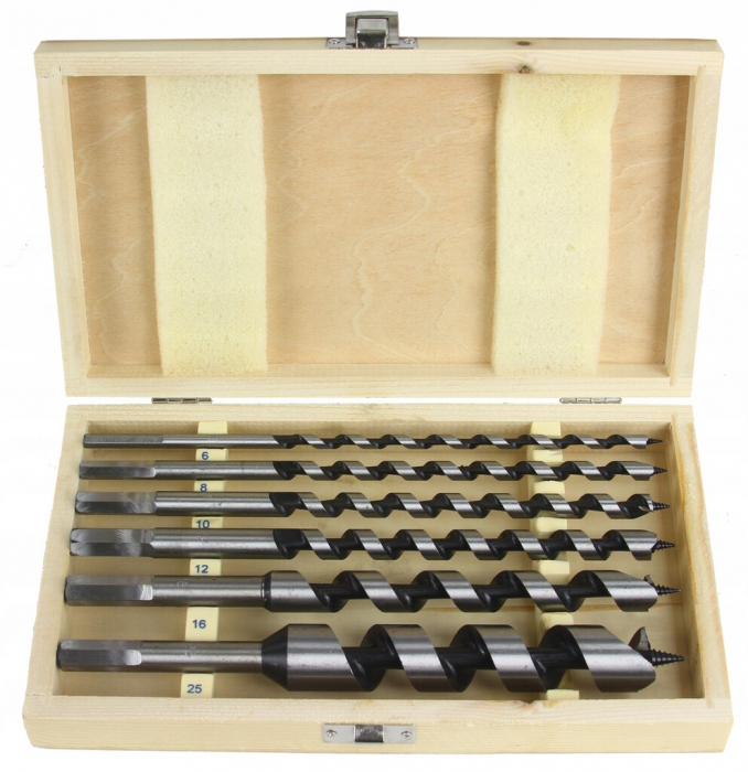 Set 6 burghie lemn 6-25mm lungi 230mm (M22350) [6]