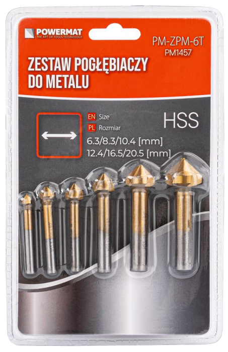 Set 6 freze zencuitoare conice HSS 90 grade 6.3-20.5mm PM1457 (PM-ZPM-6T) [17]