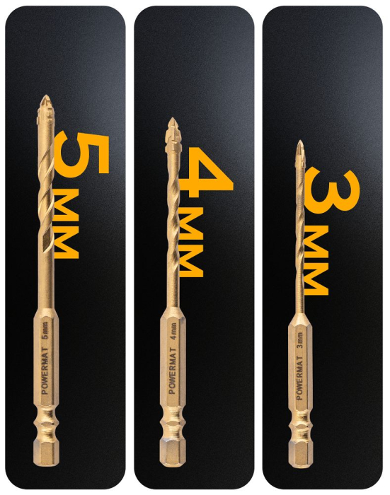 Set 7 burghie pentru sticla si gresie cu varf in cruce HEX 3-12mm PM1462 (PM-ZWSC-7T) [15]