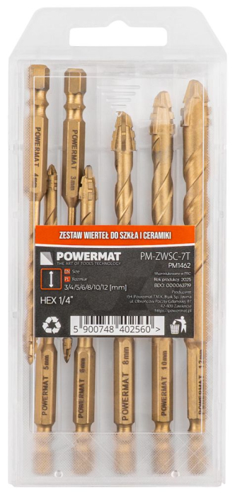 Set 7 burghie pentru sticla si gresie cu varf in cruce HEX 3-12mm PM1462 (PM-ZWSC-7T) [2]