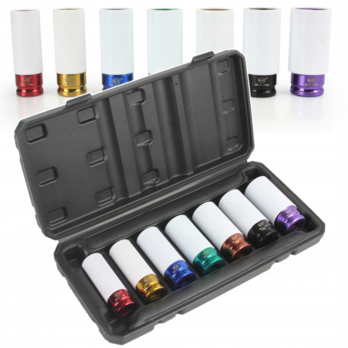 Set 7 tubulare lungi impact jante aliaj cu protectie cauciuc 17-27mm (M58269) [1]