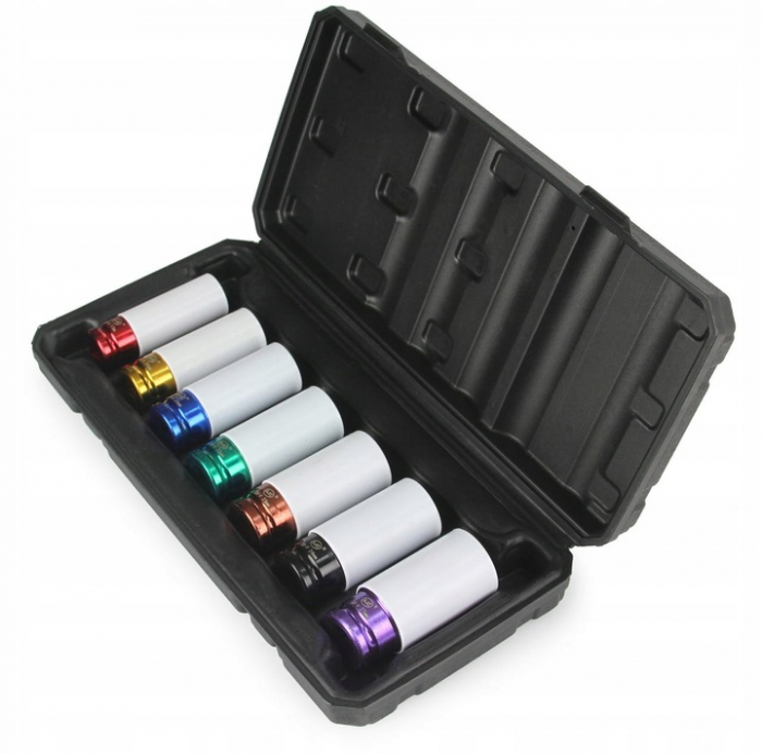 Set 7 tubulare lungi impact jante aliaj cu protectie cauciuc 17-27mm (M58269) [2]