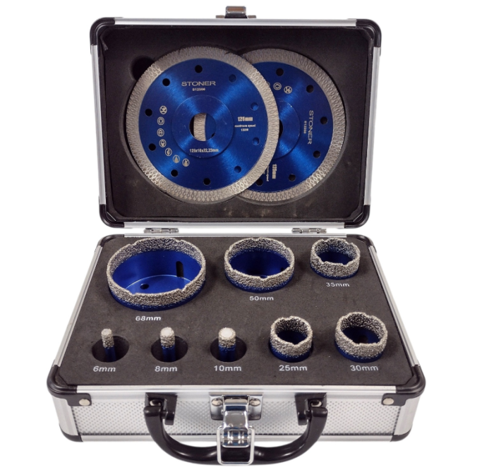 Set 8 carote diamantate M14 6-68 mm pentru gresie si placi ceramice + 2 discuri diamantate 125 mm (S12206) [4]