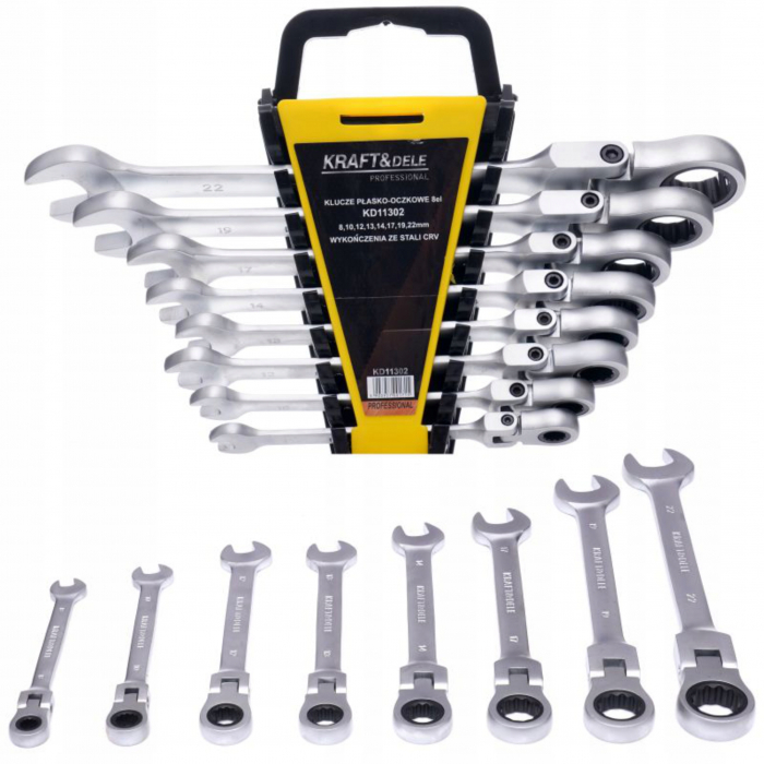 Set 8 chei cu clichet articulate 8-22mm 8bucati piese cap flexibil Cr-V (KD11302) [1]