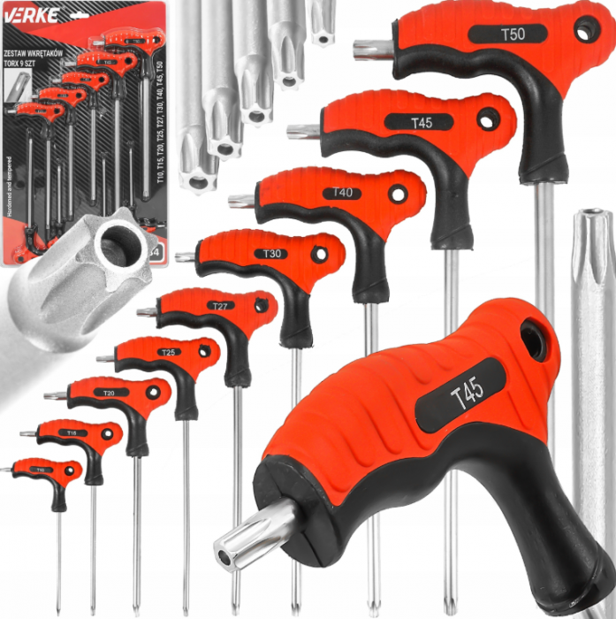 Set 9 chei torx lungi cu maner T10-T50 surubelnita (V86434) [1]