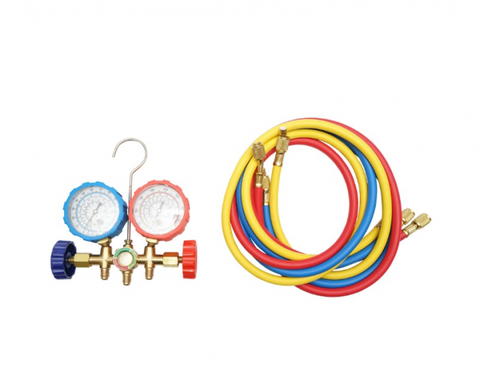 Set baterie manometru cu 2 cai pentru agent frigorific cu furtune incluse AC R22 DISEU22 (BK77540) [2]