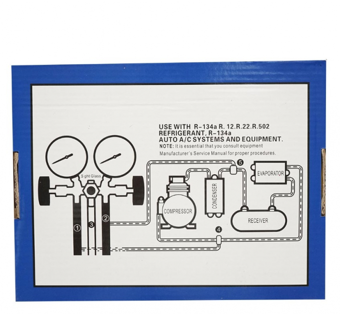 Set baterie manometru cu 2 cai pentru agent frigorific cu furtune incluse AC R22 DISEU22 (BK77540) [5]