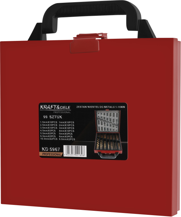 Set burghie metal 1-10mm 99 piese valiza transport gaurire precisa pentru atelier garaj (KD5967) [10]