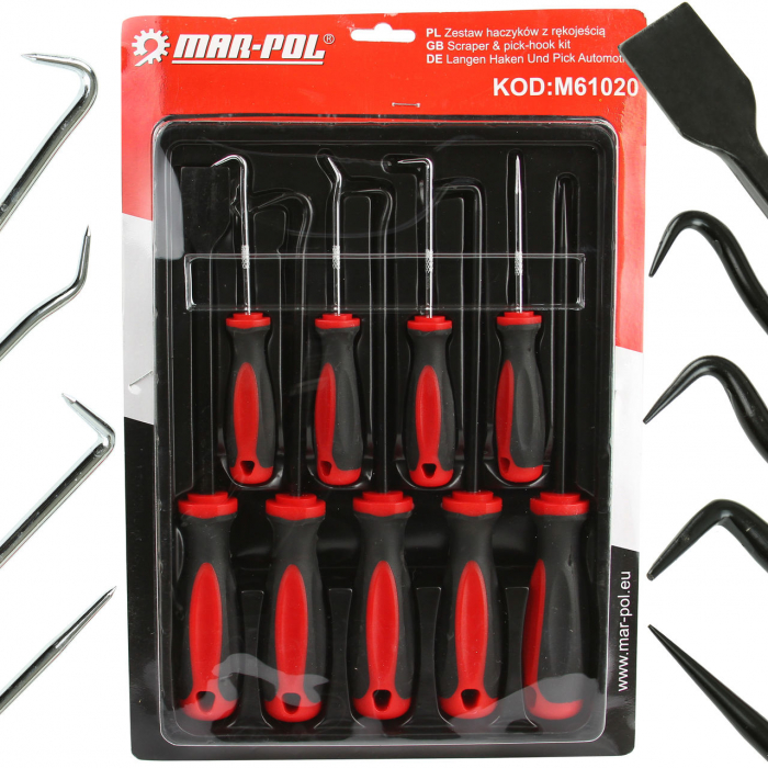 Set carlige raclete extractoare garnituri cu maner 9piese (M61020) [1]