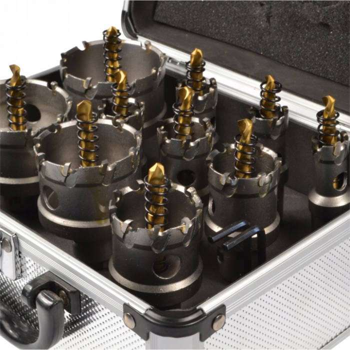 Set carote 16-53mm cu vidia pentru metal burghie din titan 10piese (21209) [2]