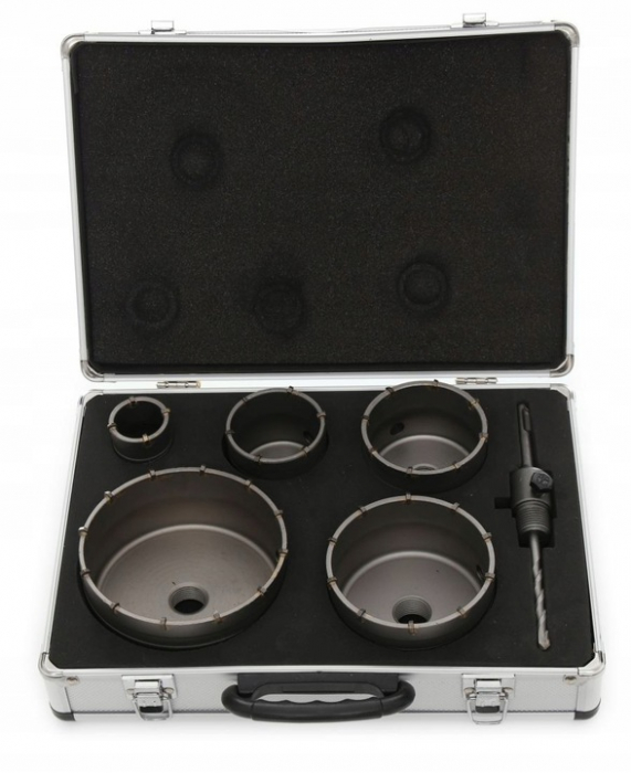 Set carote 7 piese cu vidie pentru beton 40-125mm cu adaptor SDS+ (TA1510) [4]