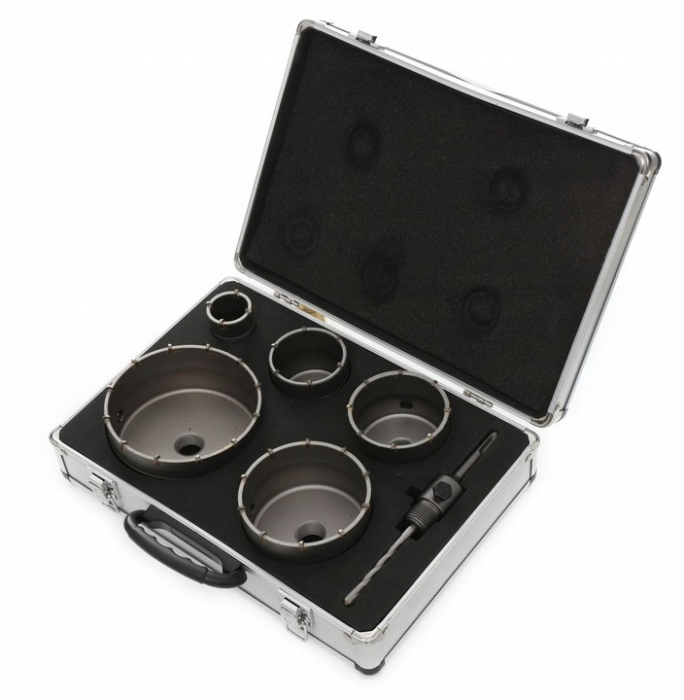 Set carote 7 piese cu vidie pentru beton 40-125mm cu adaptor SDS+ (TA1510) [6]