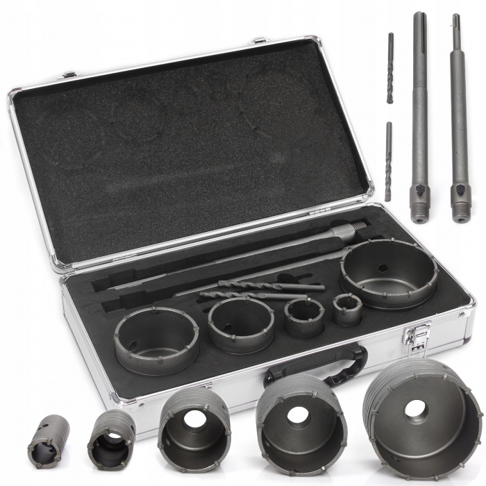 Set carote 9 piese cu vidie pentru beton 30-100mm cu adaptor SDS+ SDS Max (M22583) [1]
