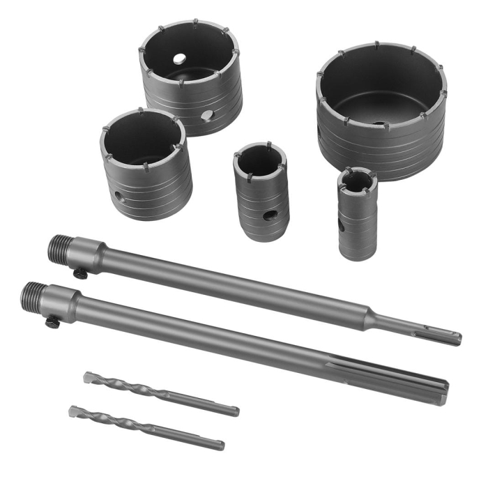 Set carote 9 piese cu vidie vidia pentru beton 30-100mm cu adaptor SDS+ SDS Max (KD12640) [4]