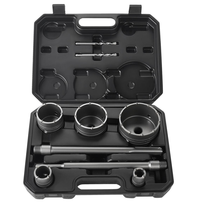 Set carote 9 piese cu vidie vidia pentru beton 30-100mm cu adaptor SDS+ SDS Max (KD12640) [3]