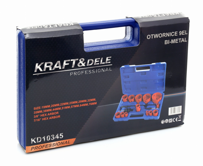 Set carote bi-metal lemn 17 piese, geanta, 19-76mm (KD10345) [9]