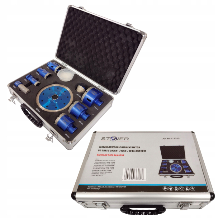 Set carote diamantate 20-74mm + disc taiere + freza conica 20-48mm piatra gresie faianta beton (S12205) [2]