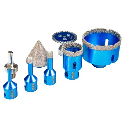 Set carote diamantate conice 6-68mm pentru gresie si portelan, cu adaptor si cutie (3337) [2]