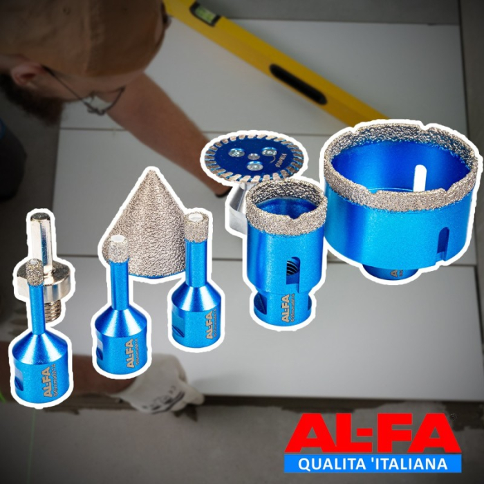 Set carote diamantate conice 6-68mm pentru gresie si portelan, cu adaptor si cutie (3337) [10]