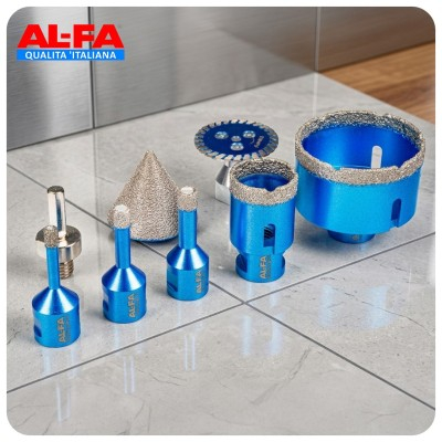 Set carote diamantate conice 6-68mm pentru gresie si portelan, cu adaptor si cutie (3337) [12]