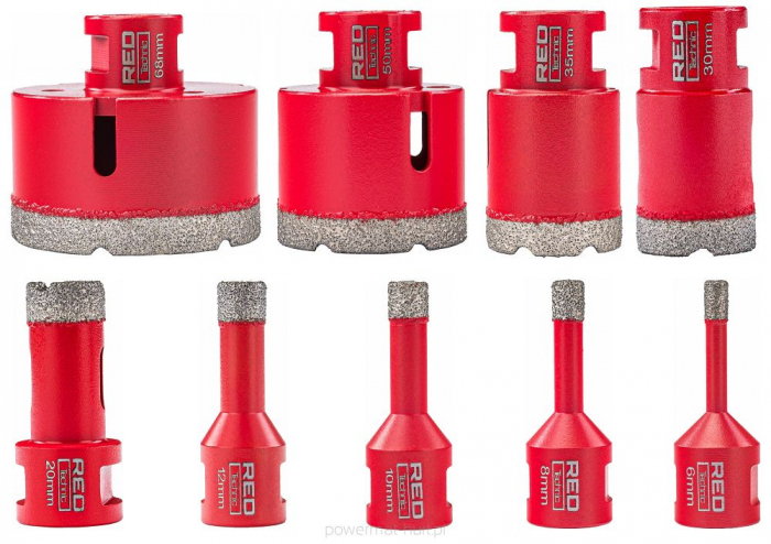 Set carote diamantate piatra gresie faianta beton 6-68mm HEX M14 10piese (RTZOD0046) [10]