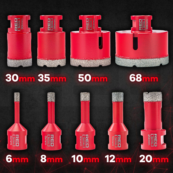 Set carote diamantate piatra gresie faianta beton 6-68mm HEX M14 10piese (RTZOD0046) [13]