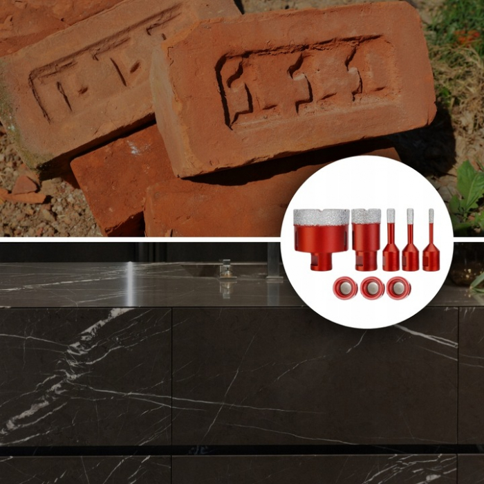 Set carote diamantate piatra gresie faianta beton 6-68mm HEX M14 6piese (CAR668M14-12) [5]