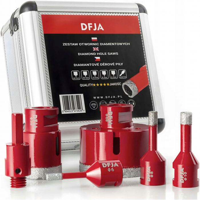 Set carote diamantate piatra gresie faianta beton 6-68mm HEX M14 6piese (CAR668M14-18) [1]