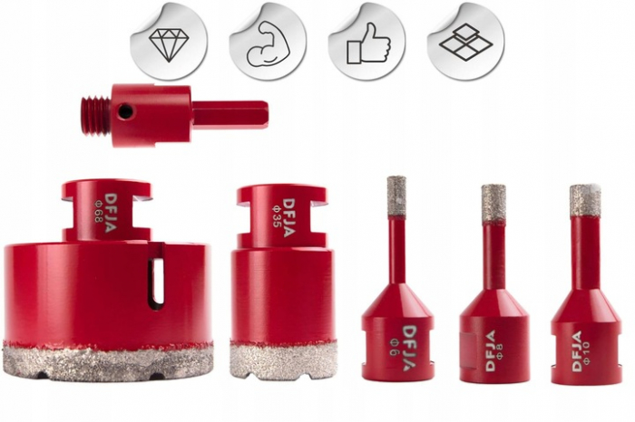 Set carote diamantate piatra gresie faianta beton 6-68mm HEX M14 6piese (CAR668M14-18) [4]