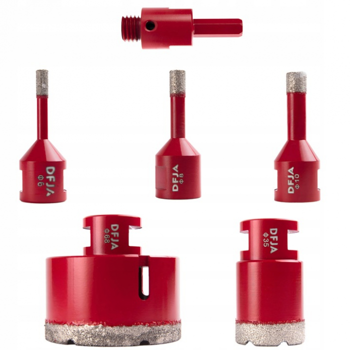 Set carote diamantate piatra gresie faianta beton 6-68mm HEX M14 6piese (CAR668M14-18) [10]