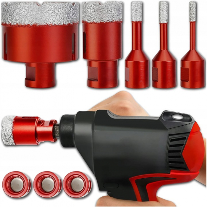 Set carote diamantate piatra gresie faianta beton 6-68mm HEX M14 6piese (CAR668M14-9) [4]