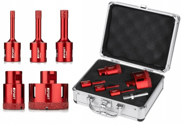 Set carote diamantate piatra gresie faianta beton 6-68mm HEX M14 6piese (SM-25-SET6) [1]