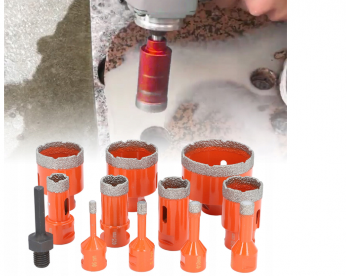 Set carote diamantate piatra gresie faianta beton 6-68mm M14 12piese (CAR668M14-1) [12]