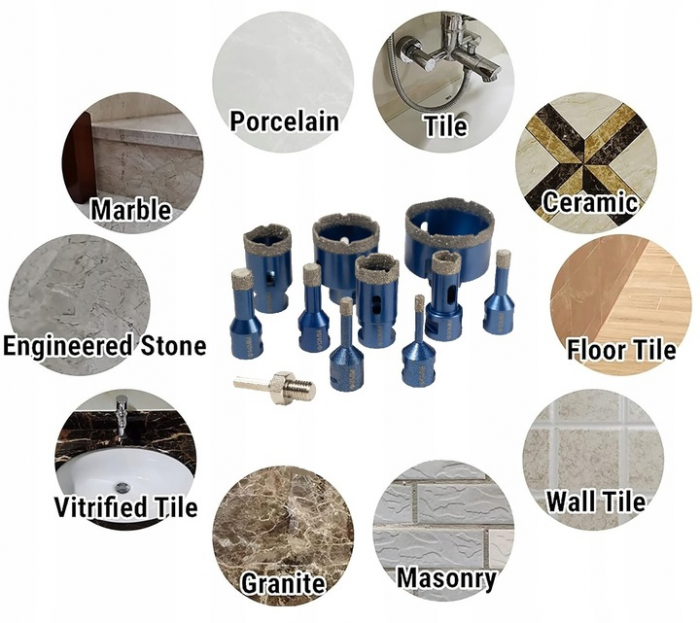 Set carote diamantate piatra gresie faianta beton 6-68mm M14 12piese (CAR668M14-2) [6]