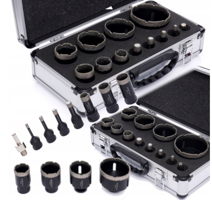 Set carote diamantate piatra gresie faianta beton 6-68mm M14 12piese (KD11227) [1]