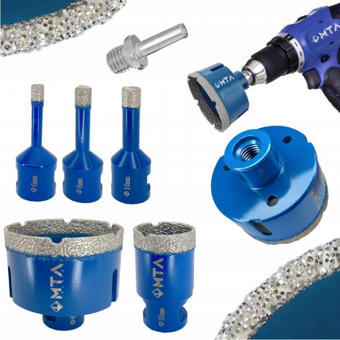 Set carote diamantate piatra gresie faianta beton 6-68mm M14 6piese (CAR668M14-17) [1]